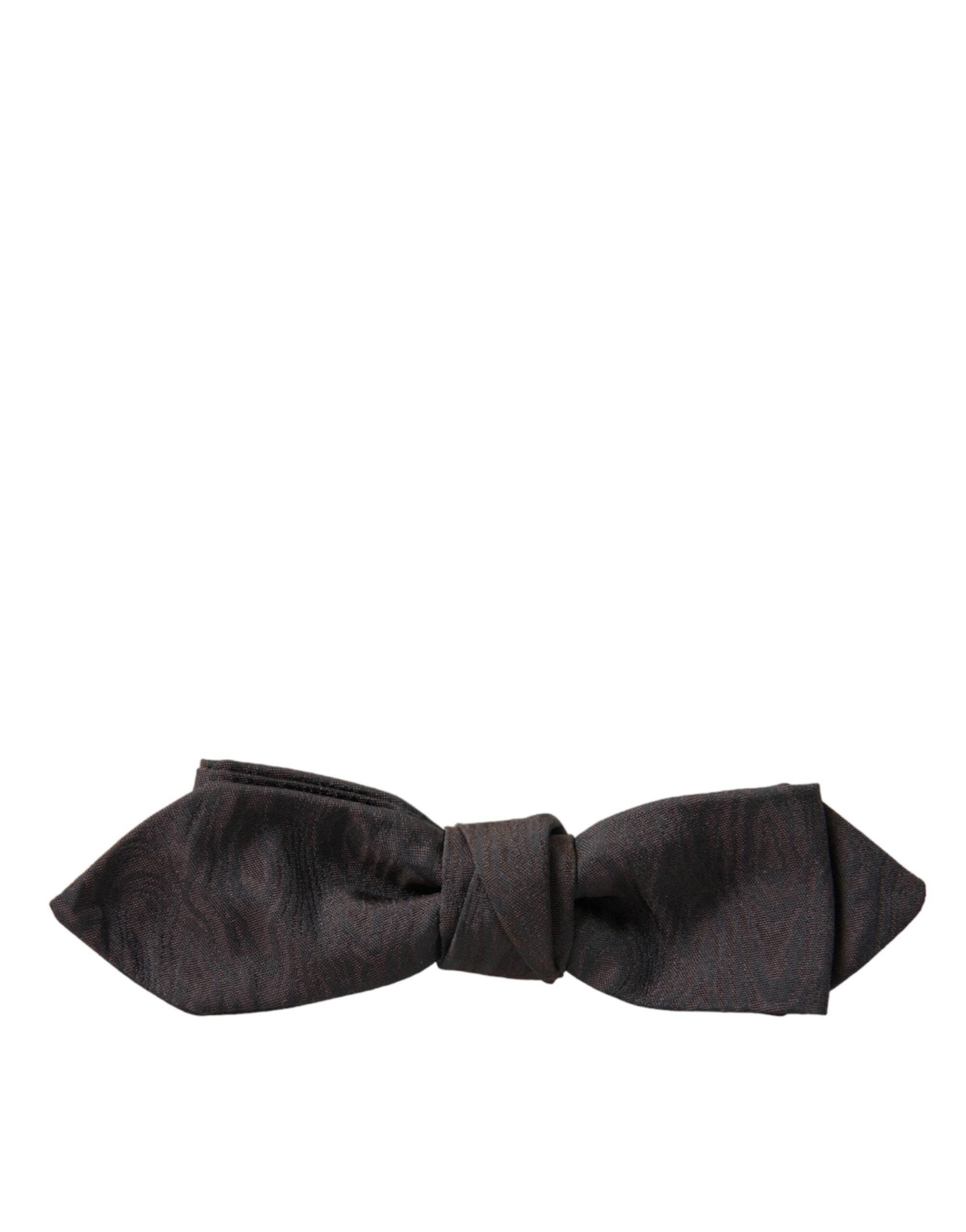 Dolce & Gabbana Brown Polyester Silk Adjustable Neck Men Papillon Bow Tie - Hilstor
