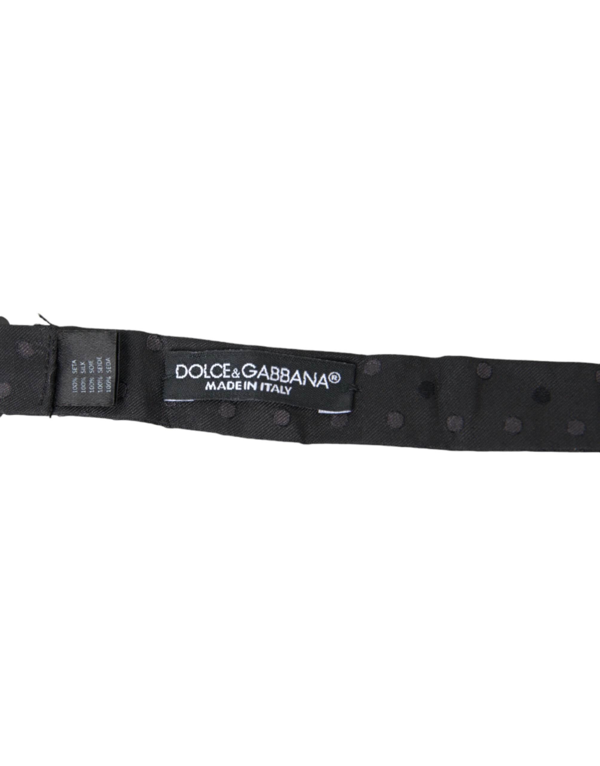 Dolce & Gabbana Gray Polka Dot Silk Adjustable Neck Men Papillon Bow Tie - Hilstor