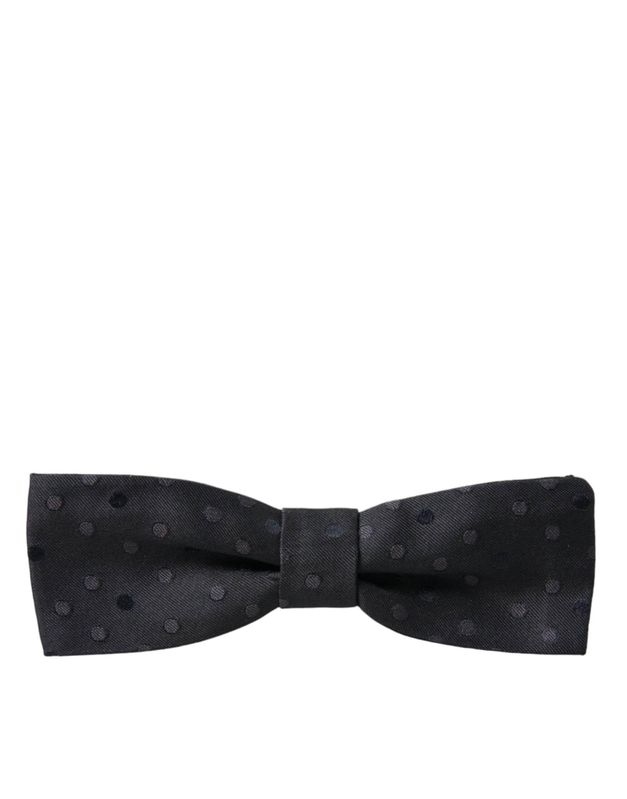 Dolce & Gabbana Gray Polka Dot Silk Adjustable Neck Men Papillon Bow Tie - Hilstor