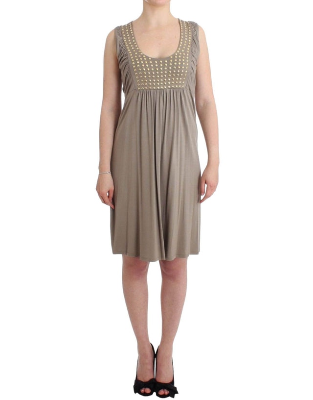 Roccobarocco Studded Sheath Knee-Length Dress in Beige - Hilstor