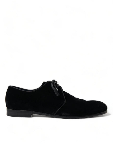 Dolce & Gabbana Elegant Black Velvet Derby Dress Shoes - Hilstor