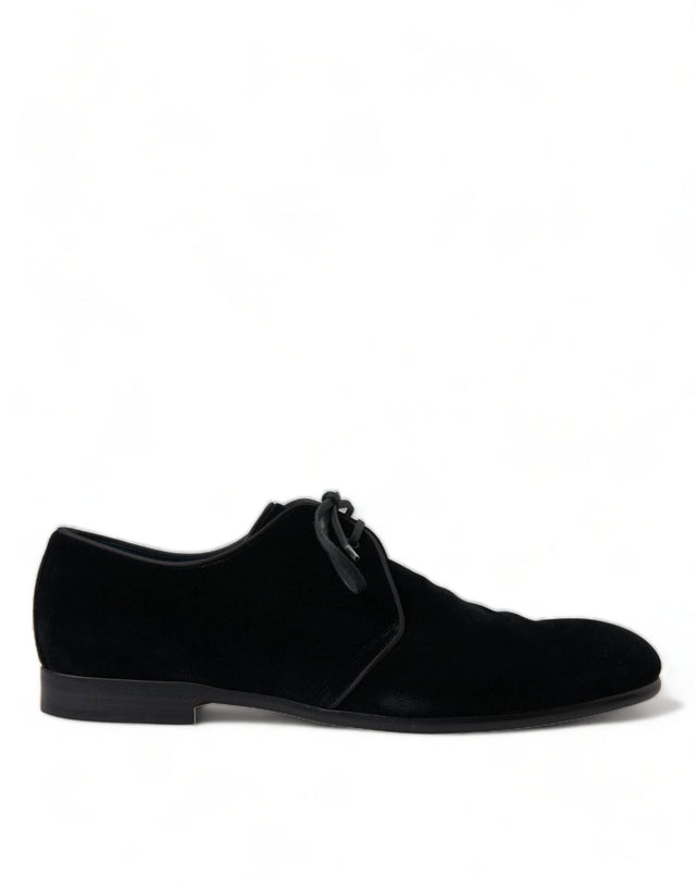 Dolce & Gabbana Elegant Black Velvet Derby Dress Shoes - Hilstor