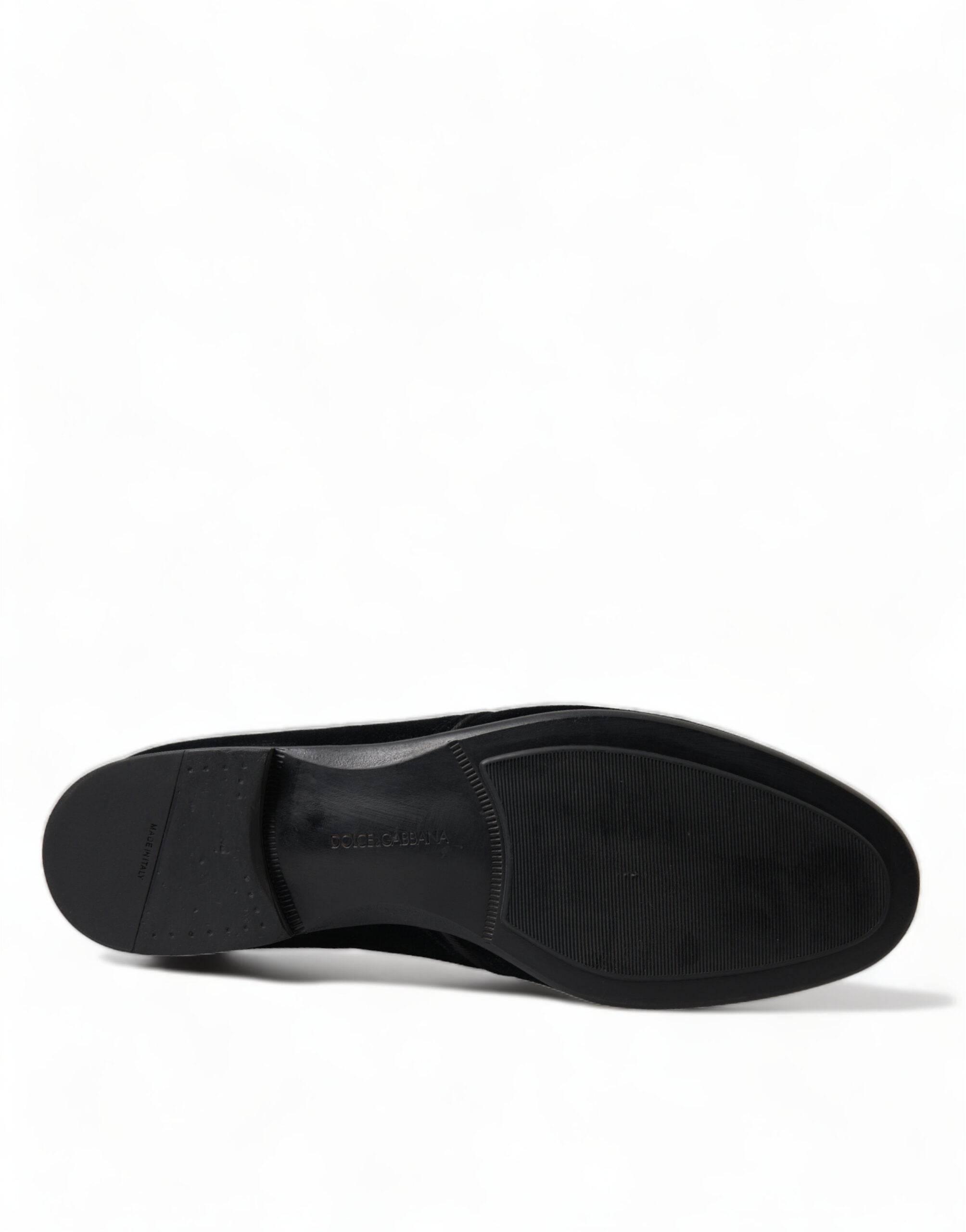 Dolce & Gabbana Elegant Black Velvet Derby Dress Shoes - Hilstor