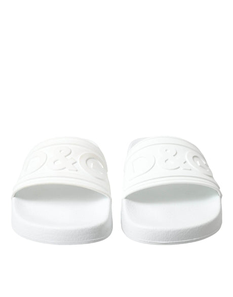 Dolce & Gabbana White Rubber Sandals Slides Beachwear Shoes - Hilstor