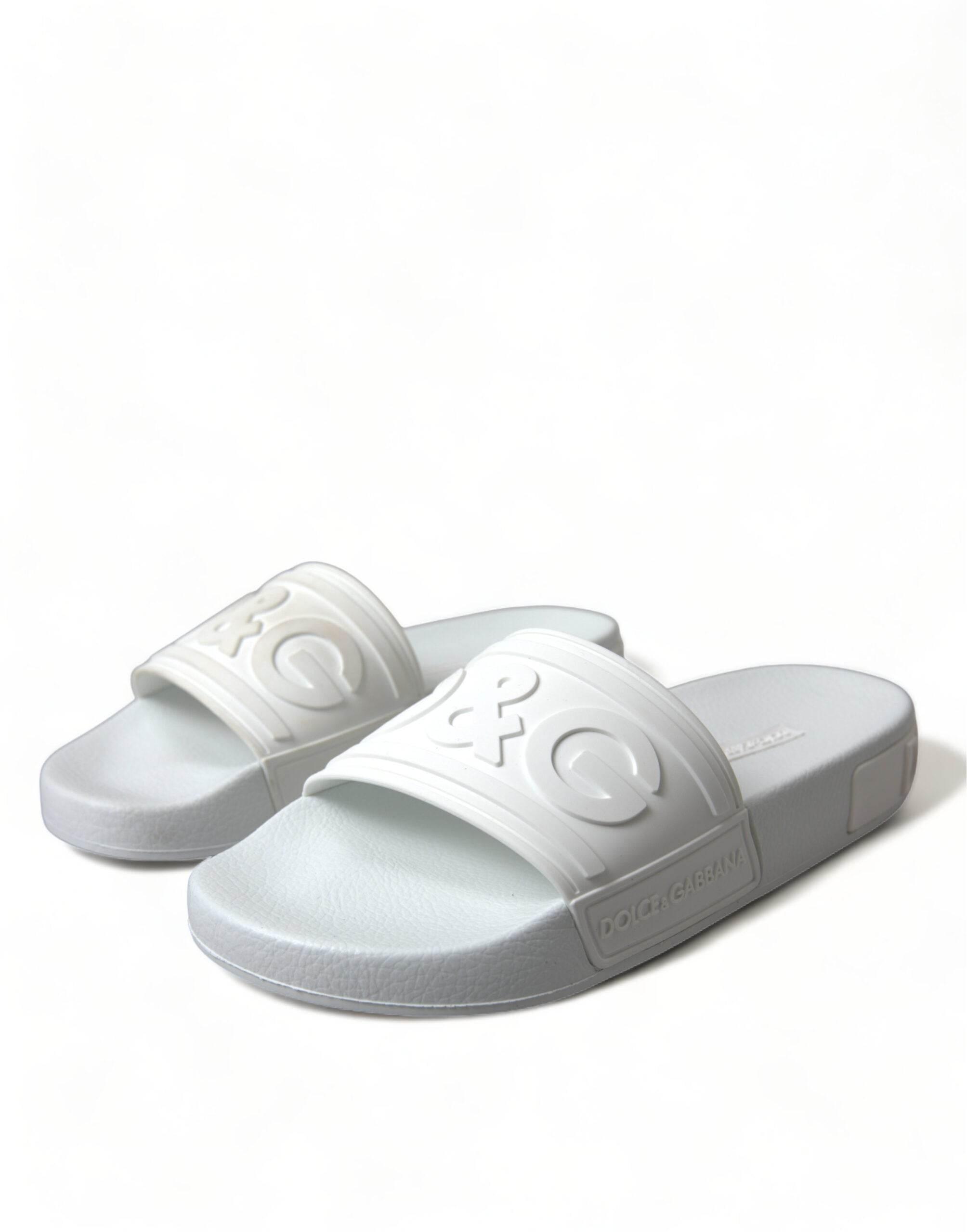 Dolce & Gabbana White Rubber Sandals Slides Beachwear Shoes - Hilstor
