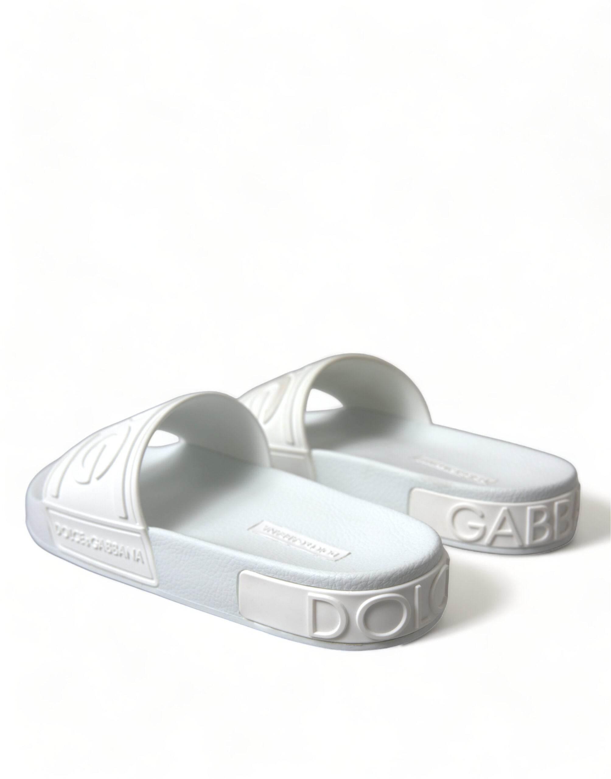 Dolce & Gabbana White Rubber Sandals Slides Beachwear Shoes - Hilstor