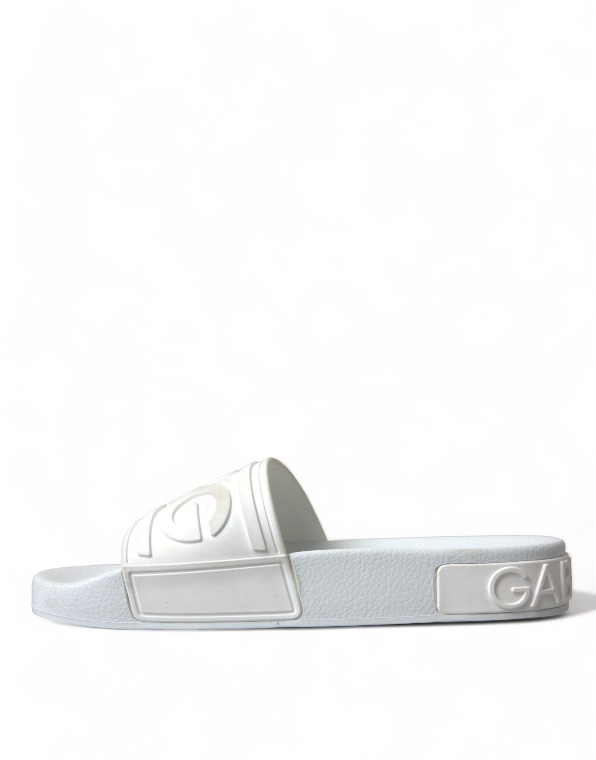 Dolce & Gabbana White Rubber Sandals Slides Beachwear Shoes - Hilstor