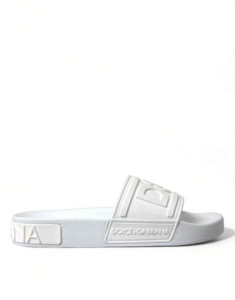 Dolce & Gabbana White Rubber Sandals Slides Beachwear Shoes - Hilstor