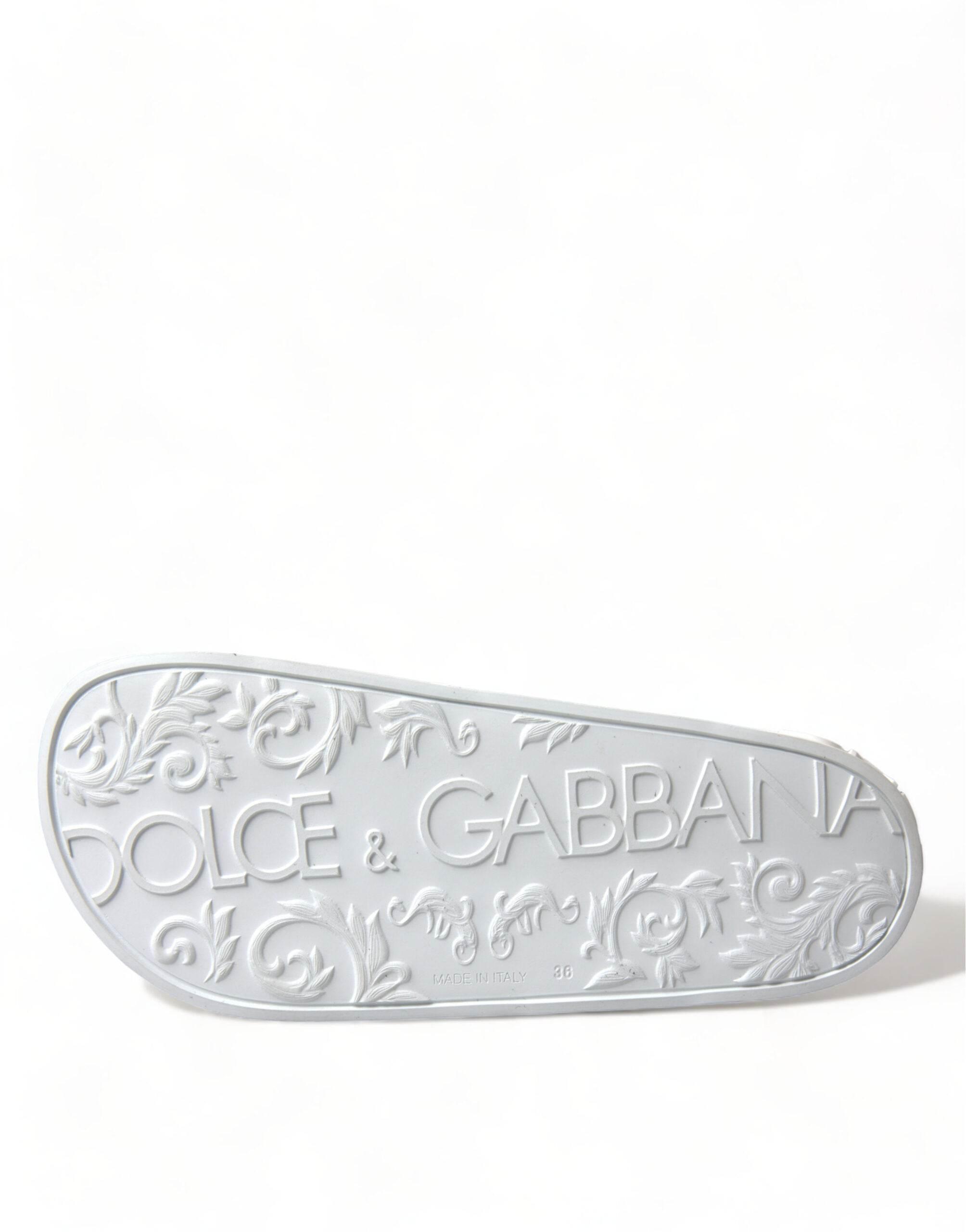 Dolce & Gabbana White Rubber Sandals Slides Beachwear Shoes - Hilstor