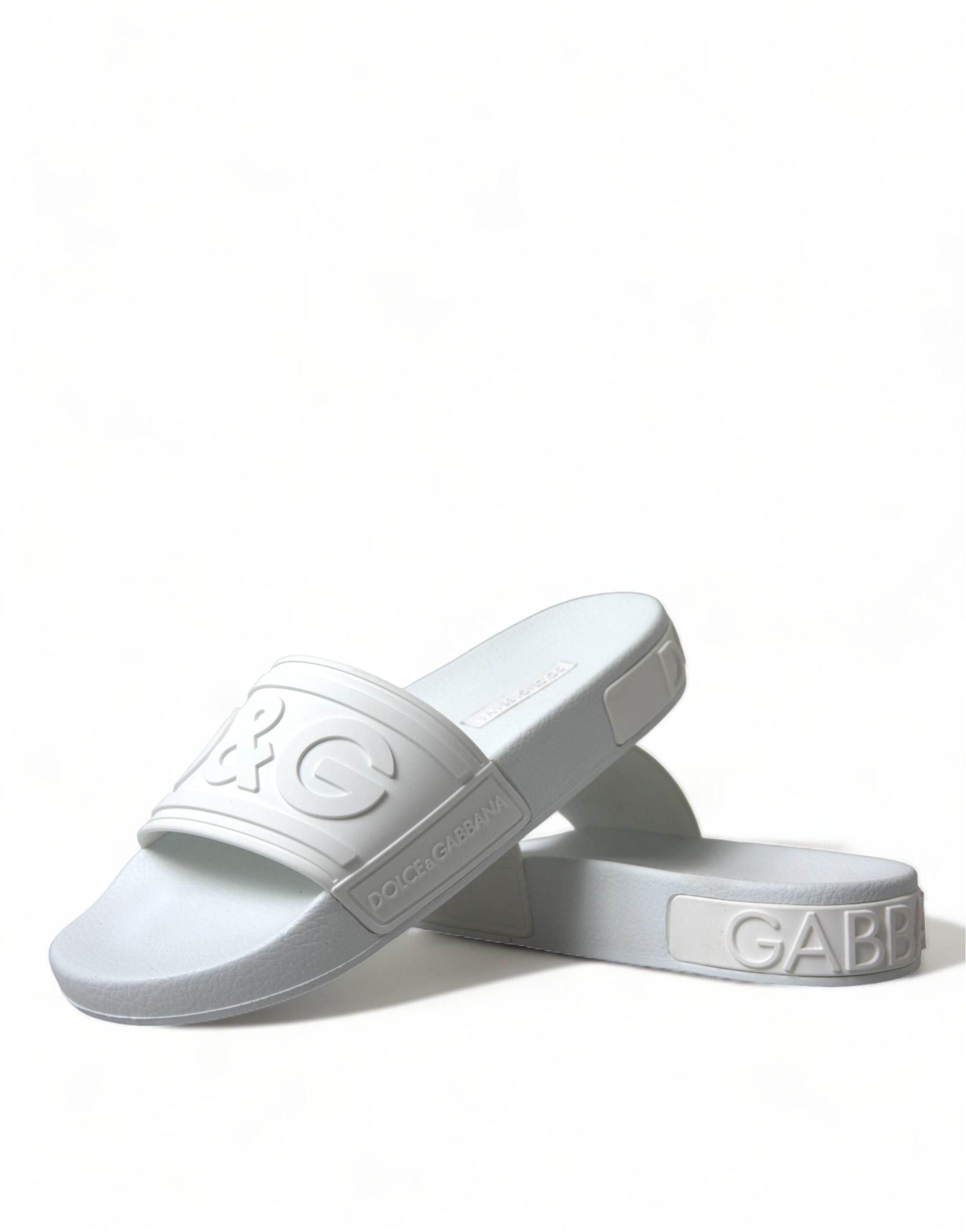 Dolce & Gabbana White Rubber Sandals Slides Beachwear Shoes - Hilstor