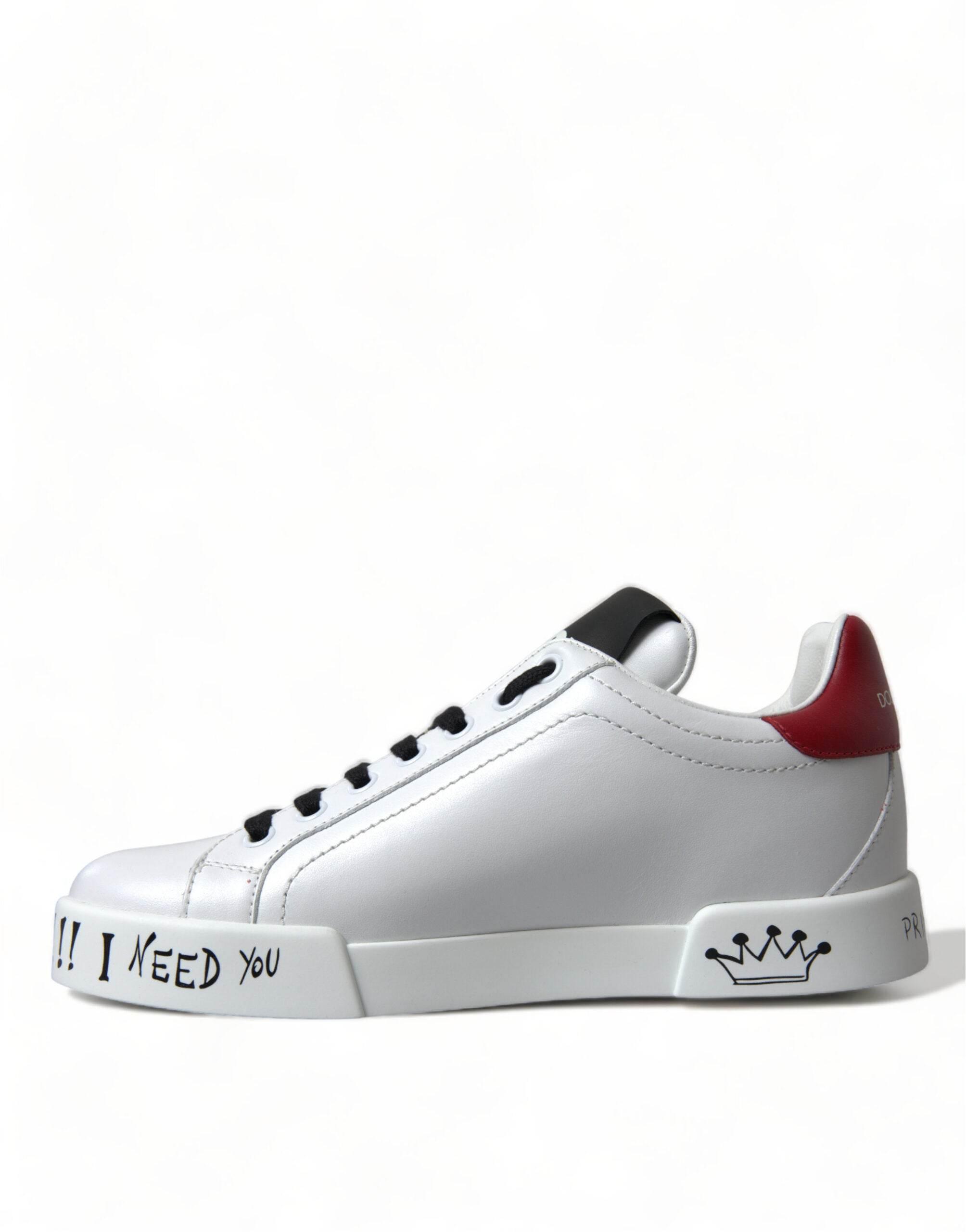 Dolce & Gabbana White Love Patch Portofino Classic Sneakers Shoes - Hilstor