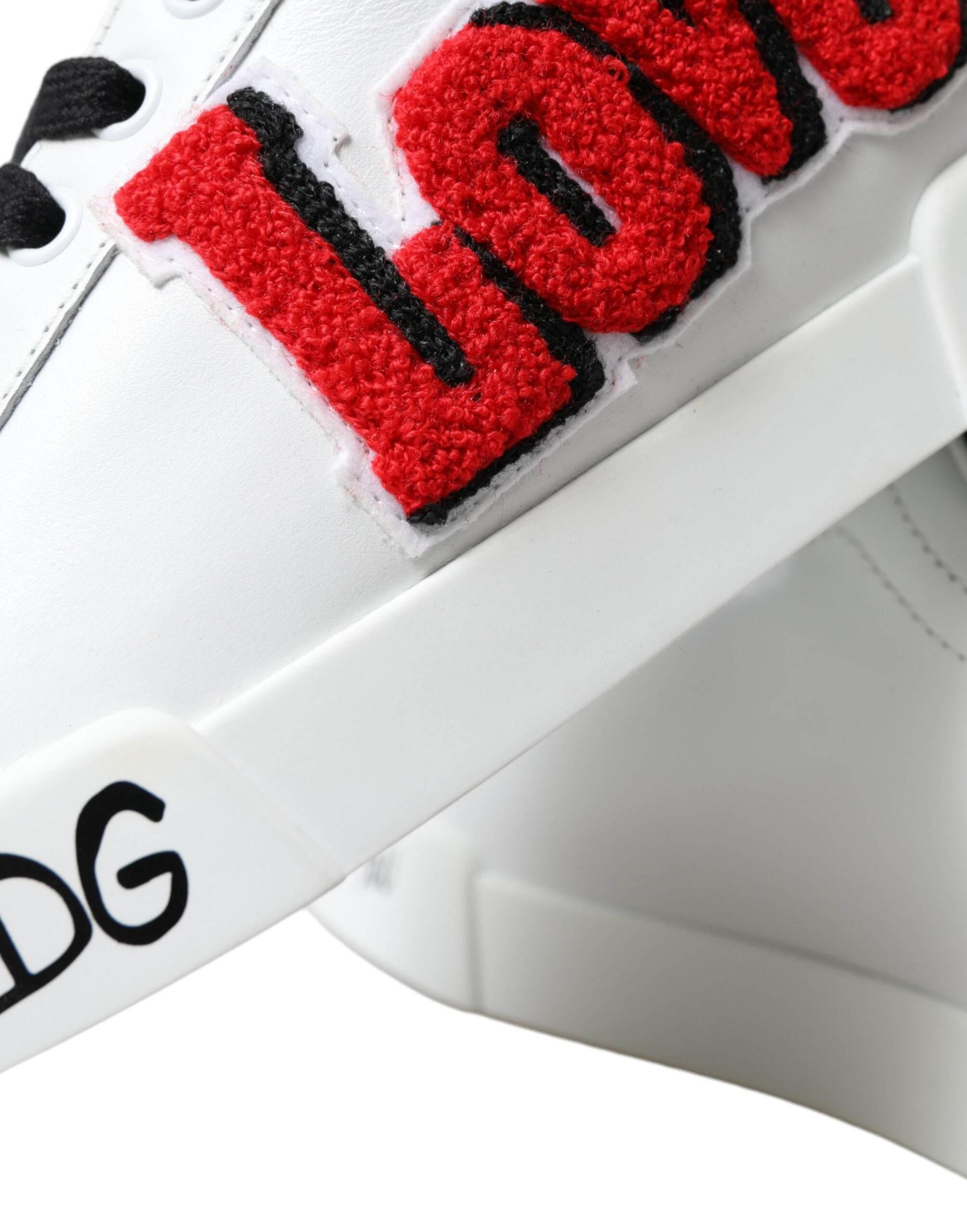 Dolce & Gabbana White Love Patch Portofino Classic Sneakers Shoes - Hilstor