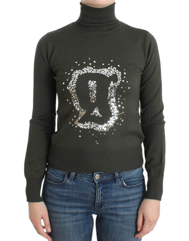 John Galliano Chic Green Turtleneck Virgin Wool Sweater - Hilstor