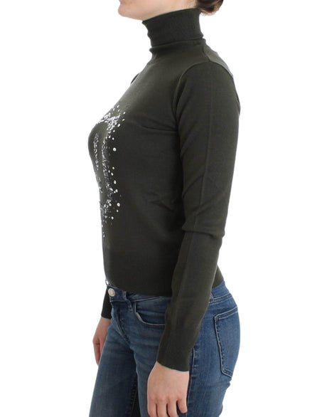 John Galliano Green wool turtleneck sweater - Hilstor