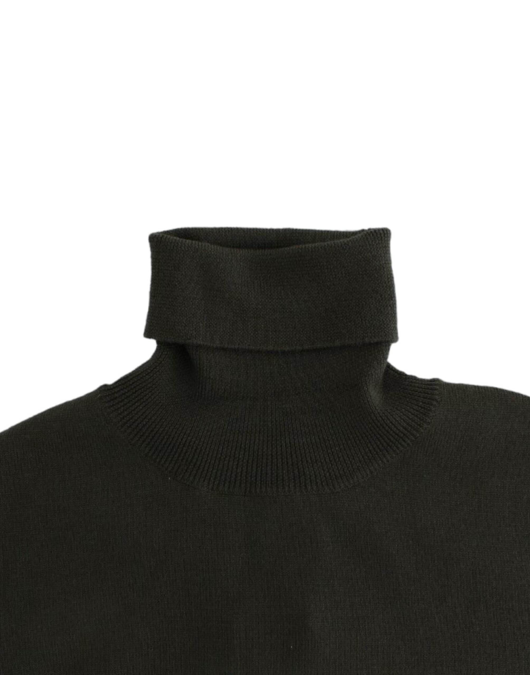 John Galliano Chic Green Turtleneck Virgin Wool Sweater - Hilstor