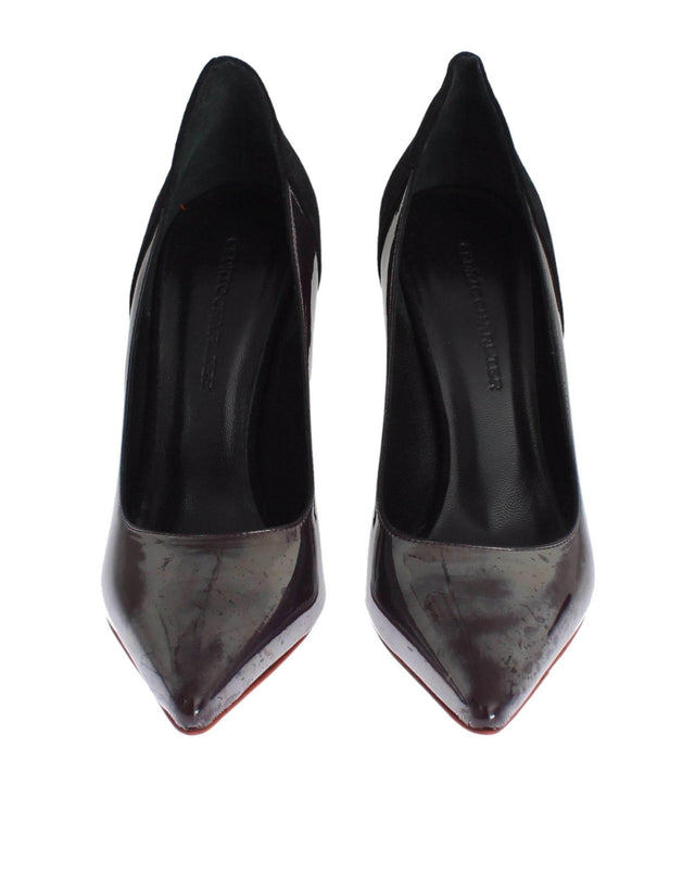 Cédric Charlier Chic Metallic Gray Leather Pumps - Hilstor