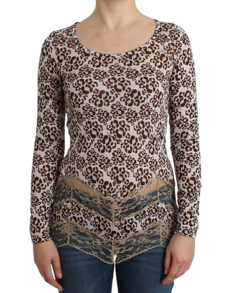 Cavalli Brown longsleeved lace top - Hilstor