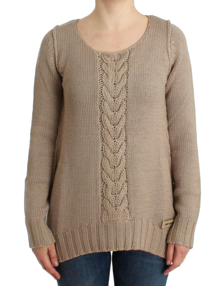 Cavalli Beige knitted wool sweater - Hilstor