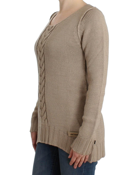 Cavalli Beige knitted wool sweater - Hilstor
