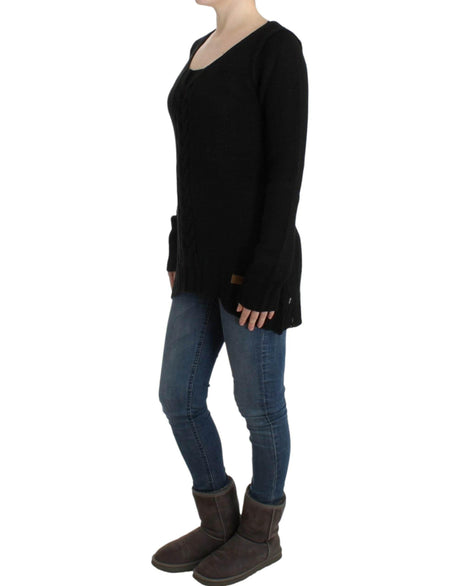 Cavalli Black knitted wool sweater - Hilstor