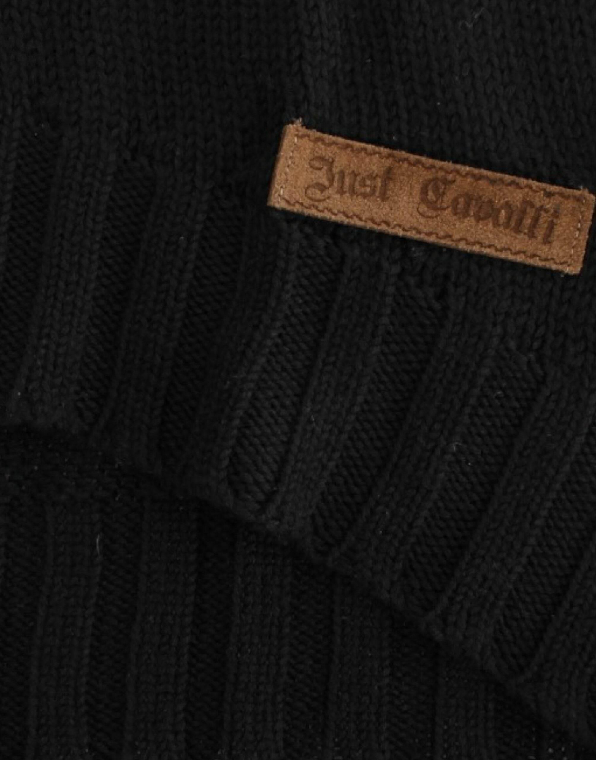 Cavalli Alluring Black Knitted Crew Neck Sweater - Hilstor