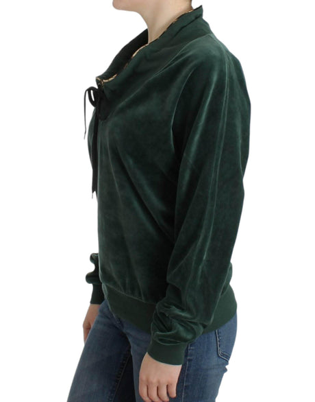 Cavalli Green velvet cotton sweater - Hilstor