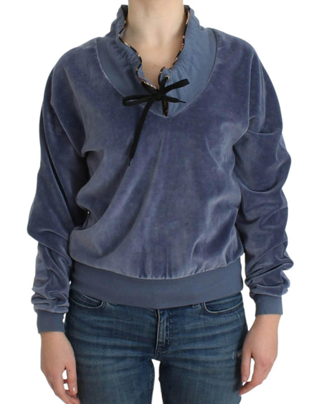 Cavalli Blue velvet cotton sweater - Hilstor