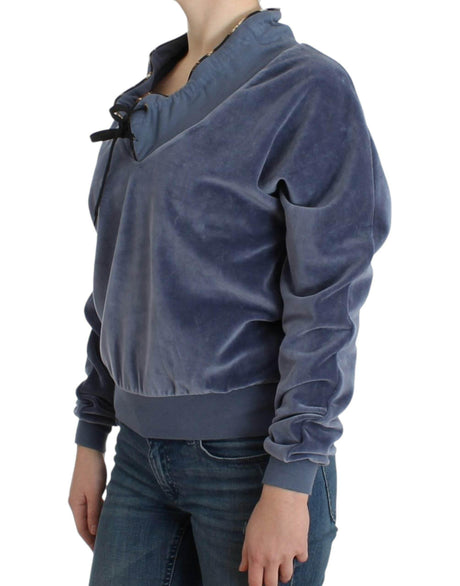 Cavalli Blue velvet cotton sweater - Hilstor