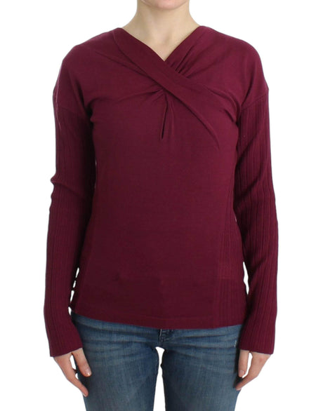 Cavalli Purple knitted wool sweater - Hilstor