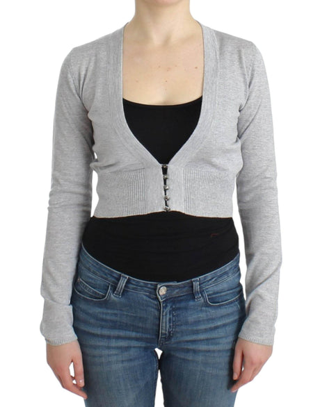 Cavalli Gray cropped wool cardigan - Hilstor