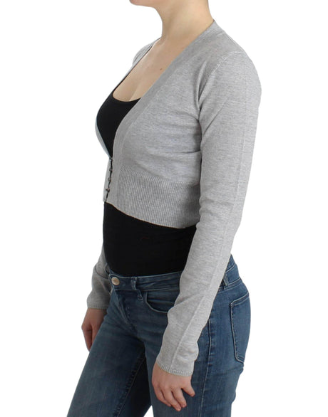 Cavalli Gray cropped wool cardigan - Hilstor