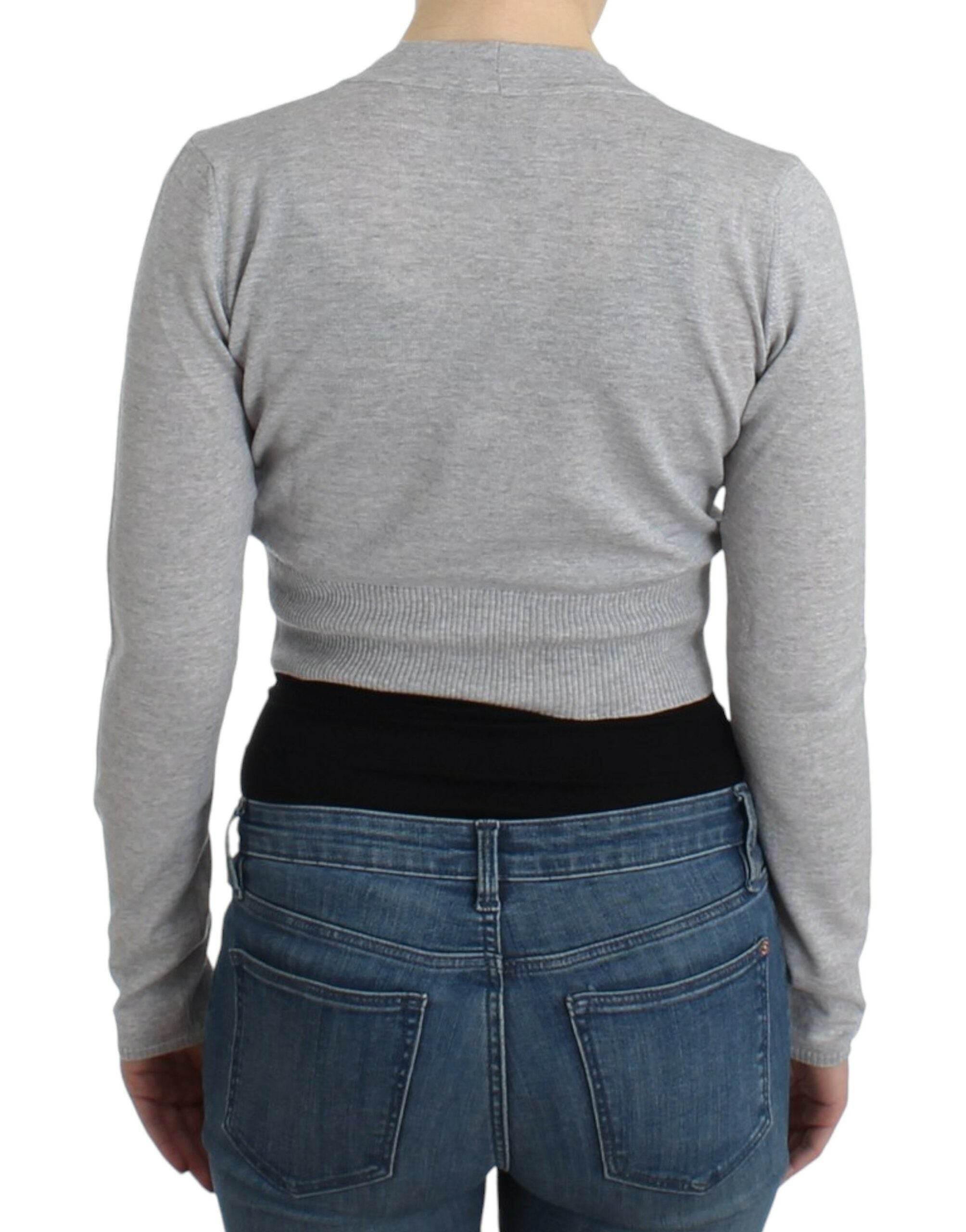 Cavalli Gray cropped wool cardigan - Hilstor