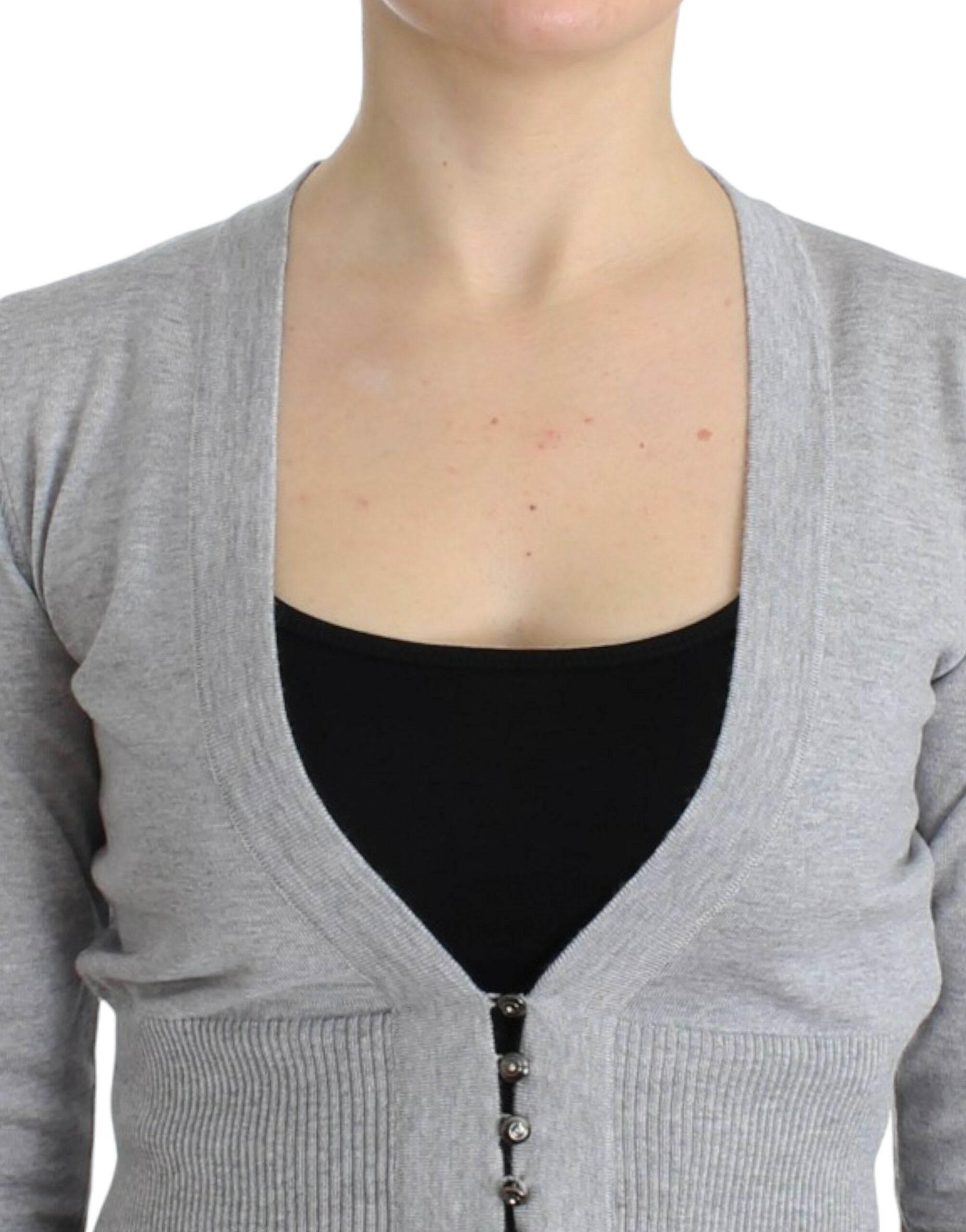 Cavalli Gray cropped wool cardigan - Hilstor