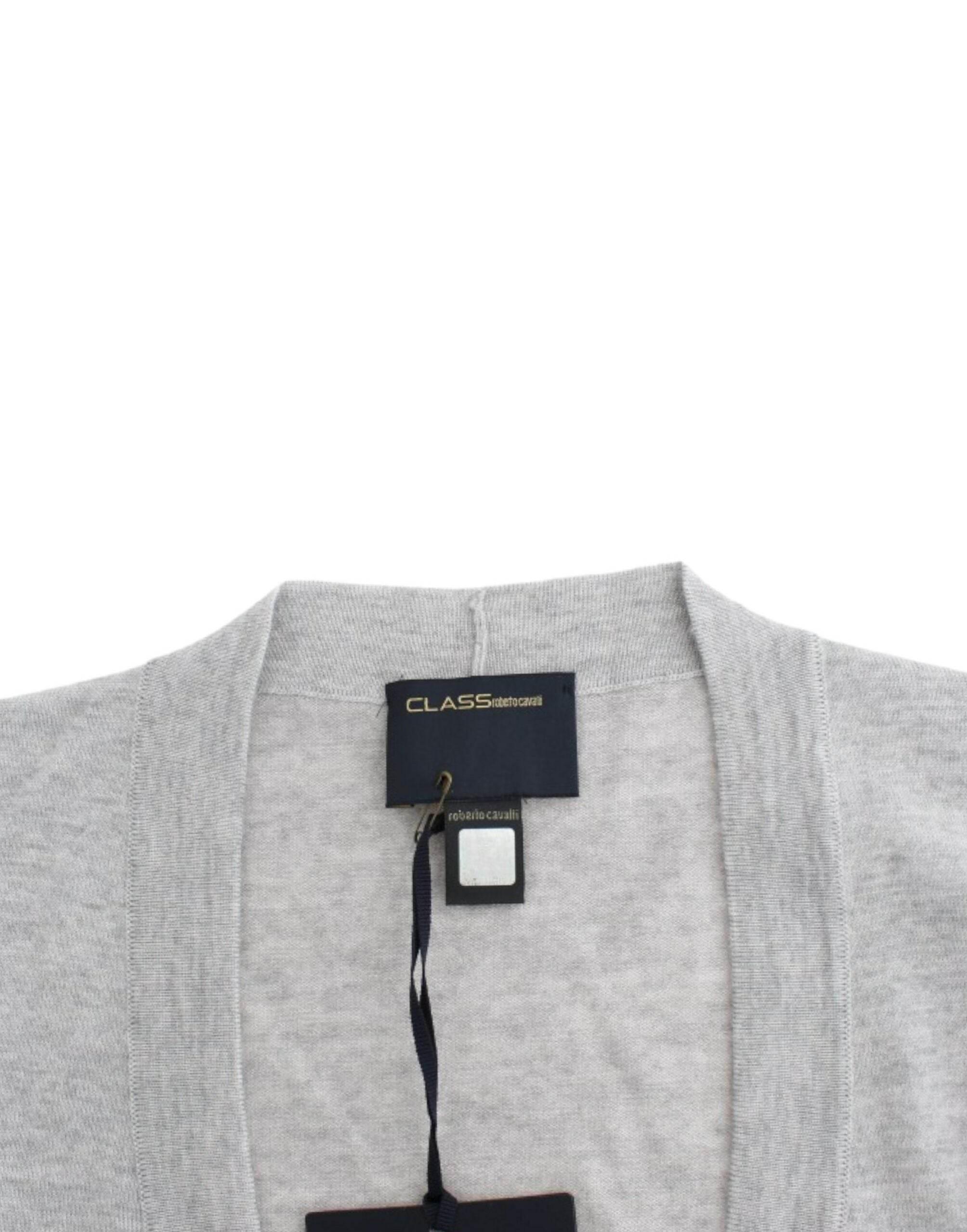 Cavalli Gray cropped wool cardigan - Hilstor