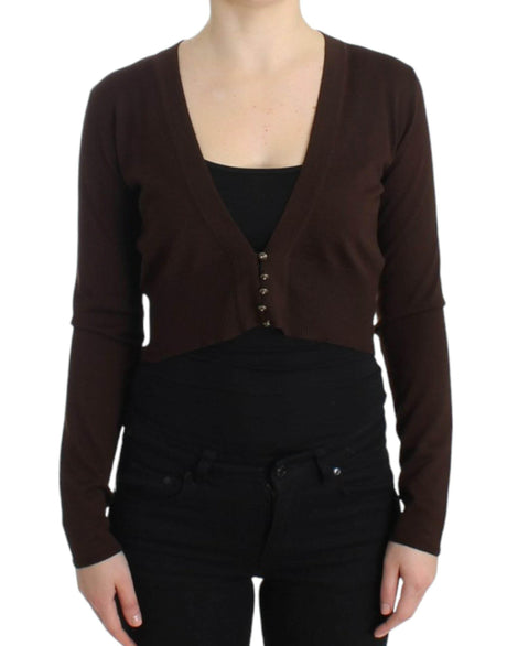 Cavalli Brown cropped wool cardigan - Hilstor