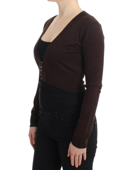 Cavalli Brown cropped wool cardigan - Hilstor