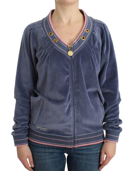 Cavalli Blue velvet zipup sweater - Hilstor