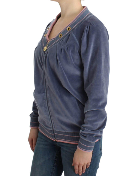Cavalli Blue velvet zipup sweater - Hilstor