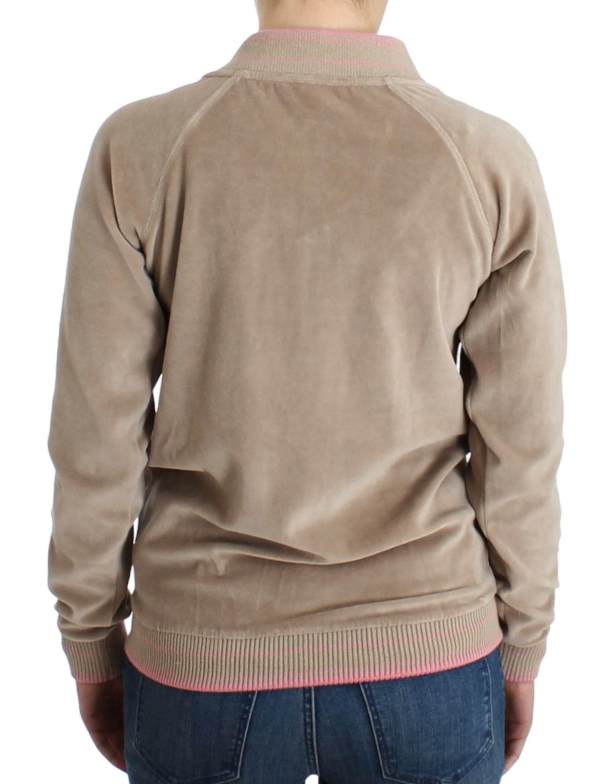 Cavalli Beige Zip Cardigan with Gold Tone Accents - Hilstor