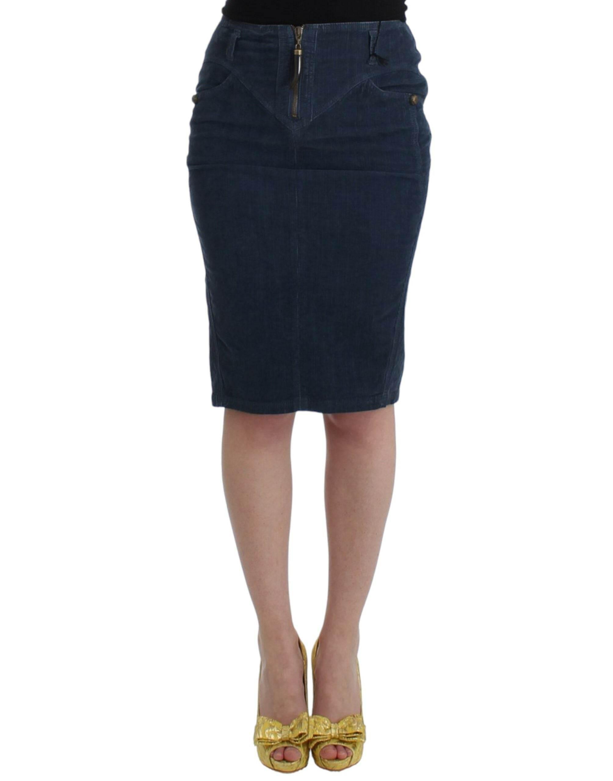 Cavalli Elegant Blue Pencil Skirt - Hilstor