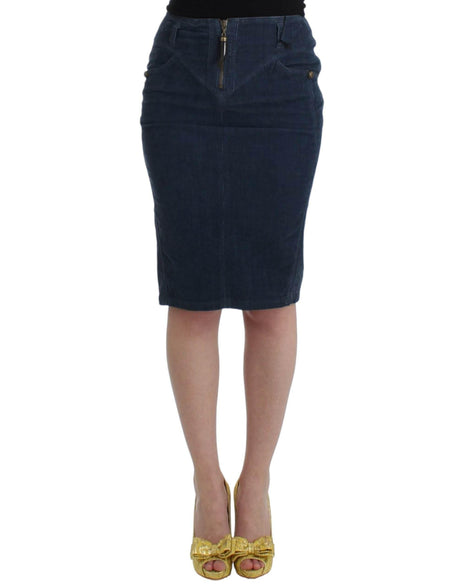 Cavalli Elegant Blue Pencil Skirt - Hilstor