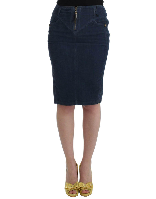 Cavalli Elegant Blue Pencil Skirt - Hilstor