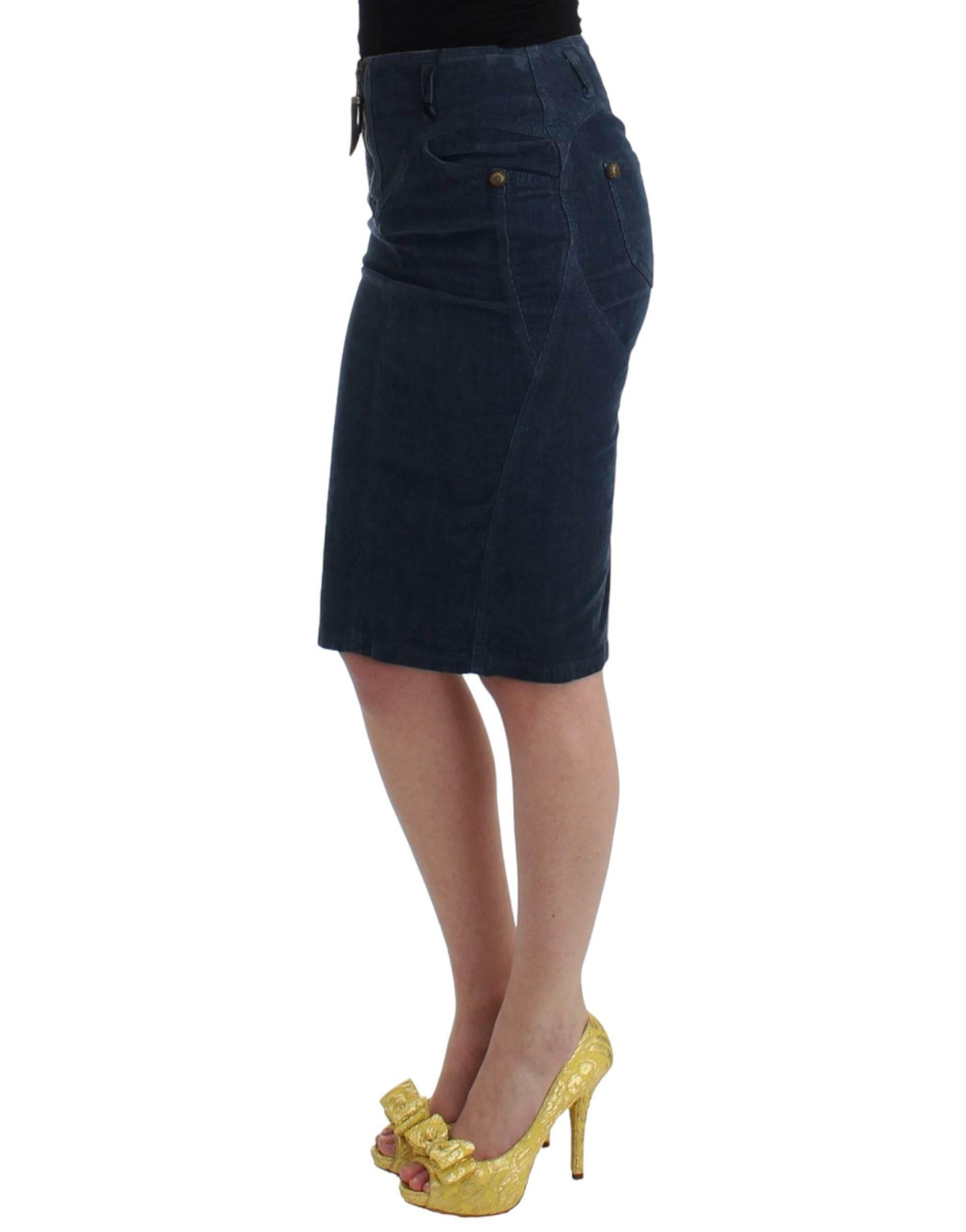 Cavalli Elegant Blue Pencil Skirt - Hilstor