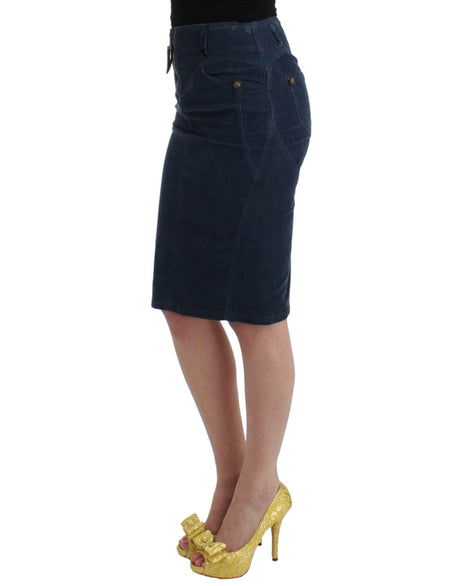 Cavalli Elegant Blue Pencil Skirt - Hilstor