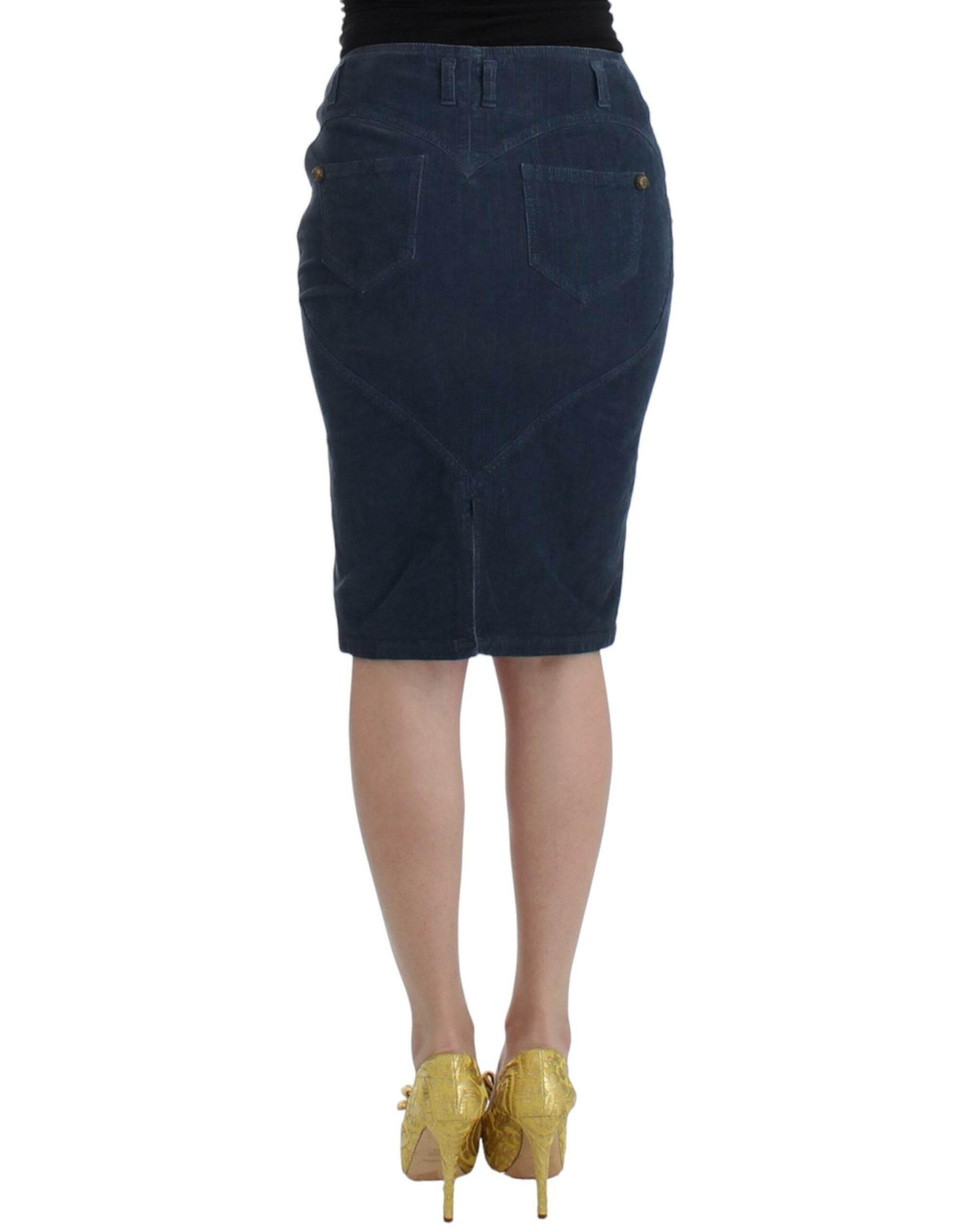 Cavalli Elegant Blue Pencil Skirt - Hilstor