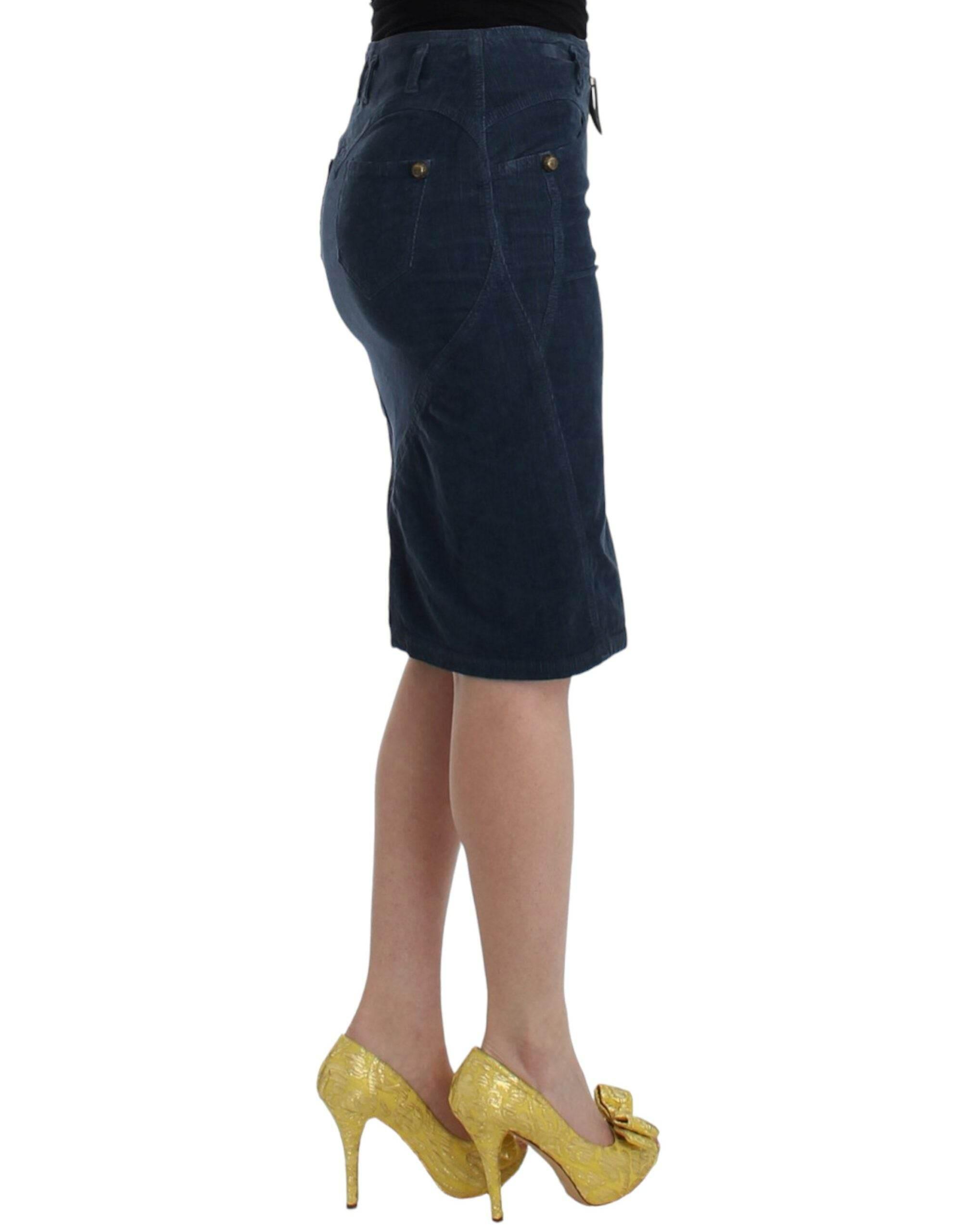 Cavalli Elegant Blue Pencil Skirt - Hilstor