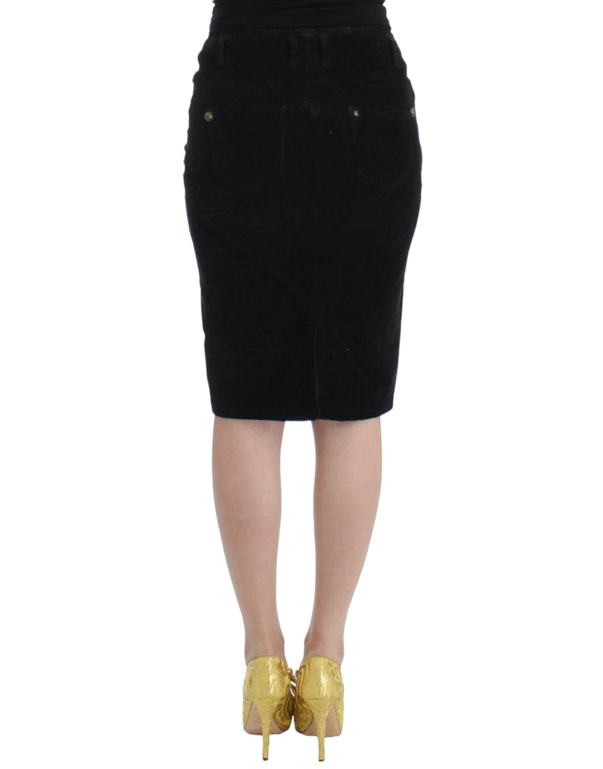 Cavalli Elegant Black Pencil Skirt for Sophisticated Style - Hilstor