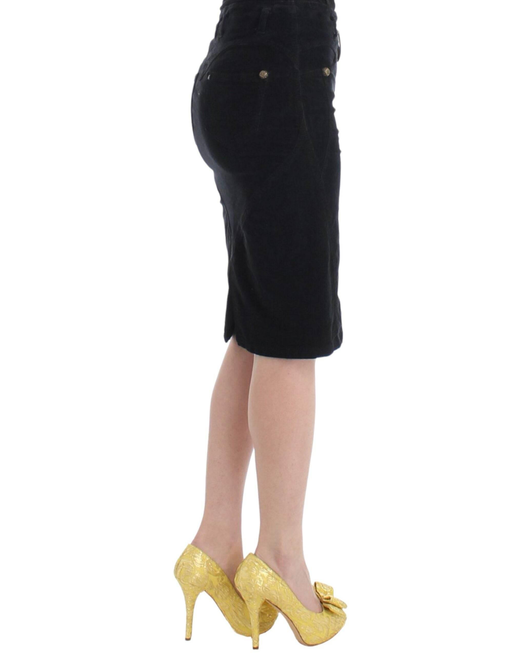 Cavalli Elegant Black Pencil Skirt for Sophisticated Style - Hilstor