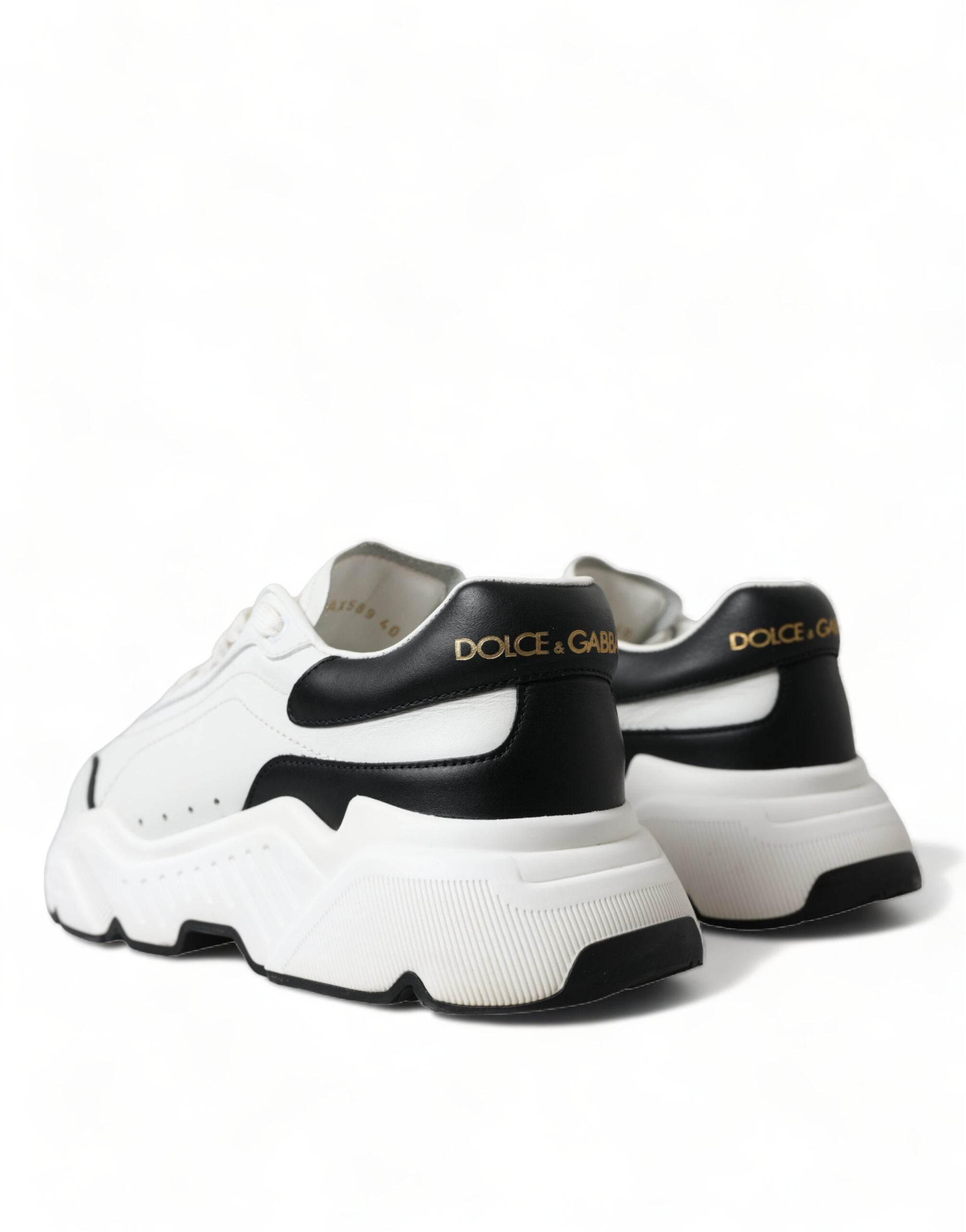 Dolce & Gabbana Chic Black & White Daymaster Leather Sneakers - Hilstor