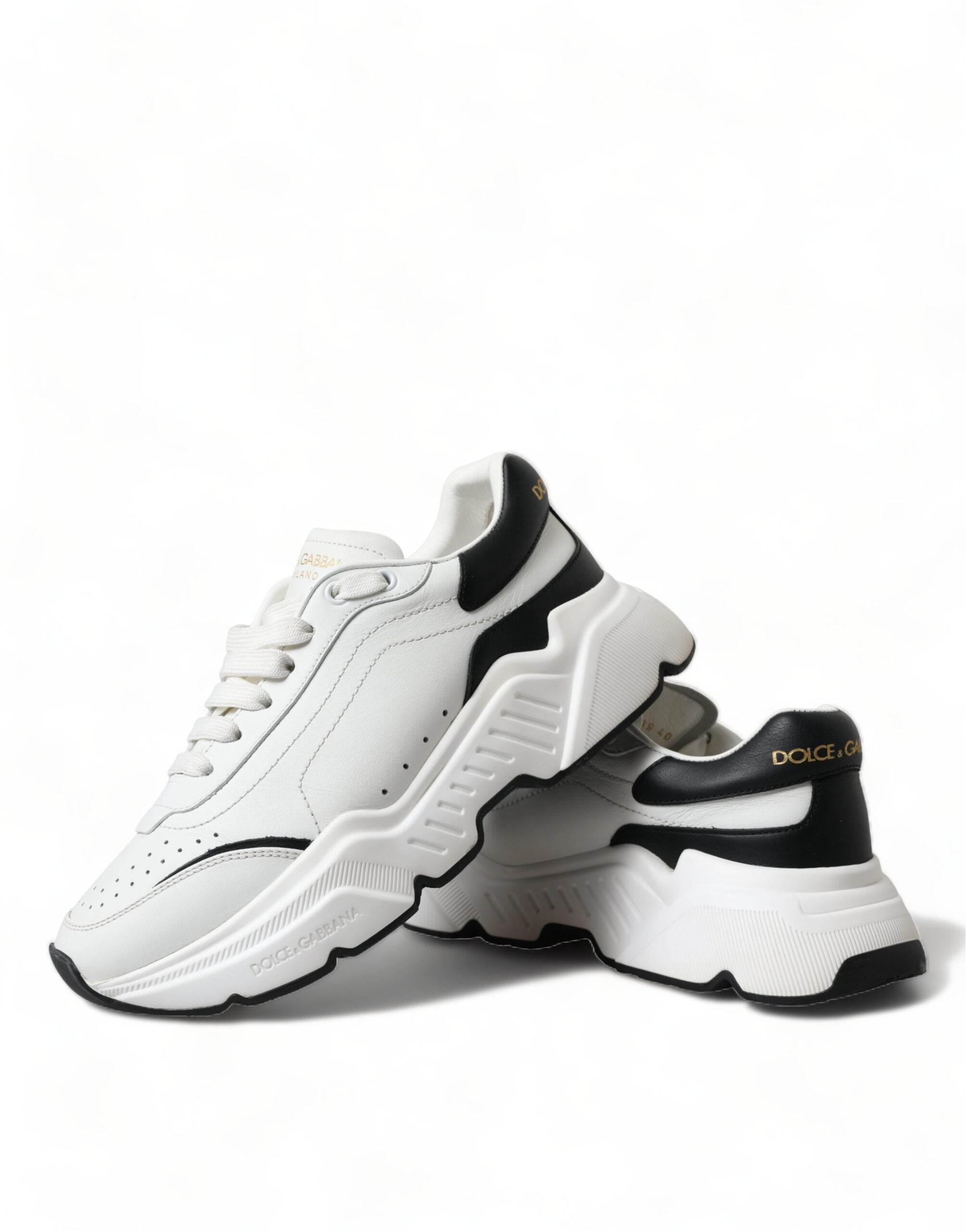 Dolce & Gabbana Chic Black & White Daymaster Leather Sneakers - Hilstor